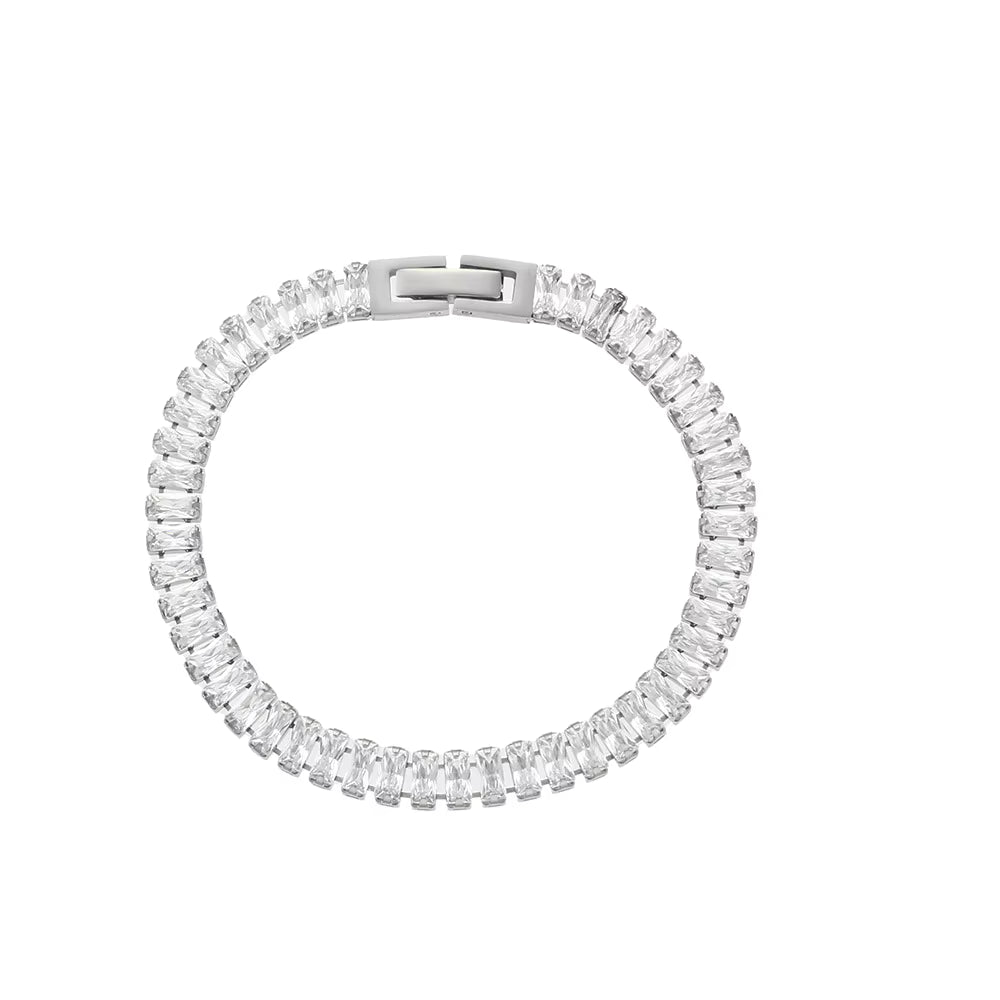 Verde silver tennis bracelet in white cubic zirconia — The Accessory Bar