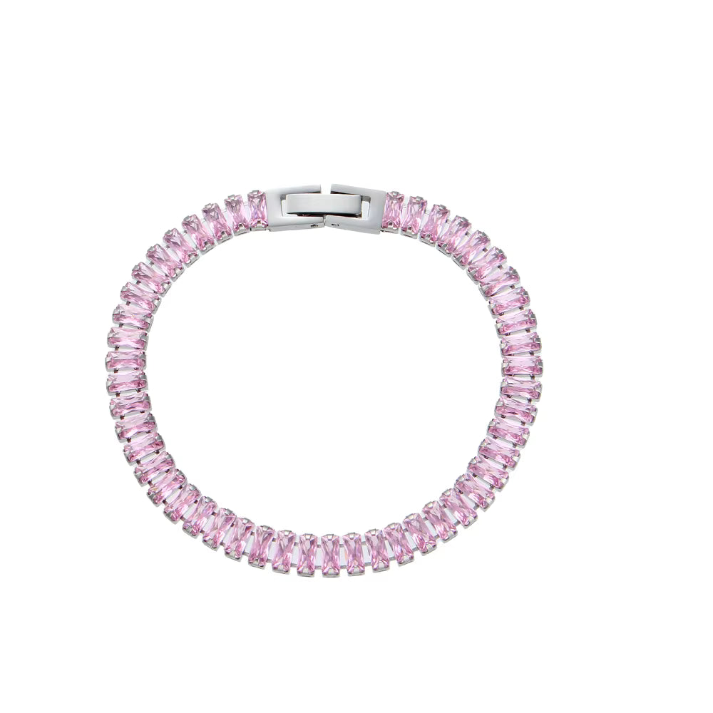 Verde silver tennis bracelet in pink cubic zirconia — The Accessory Bar