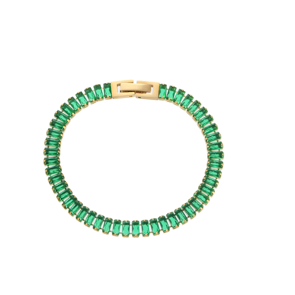 Verde gold tennis bracelet with green baguette CZ — The Accessory Bar