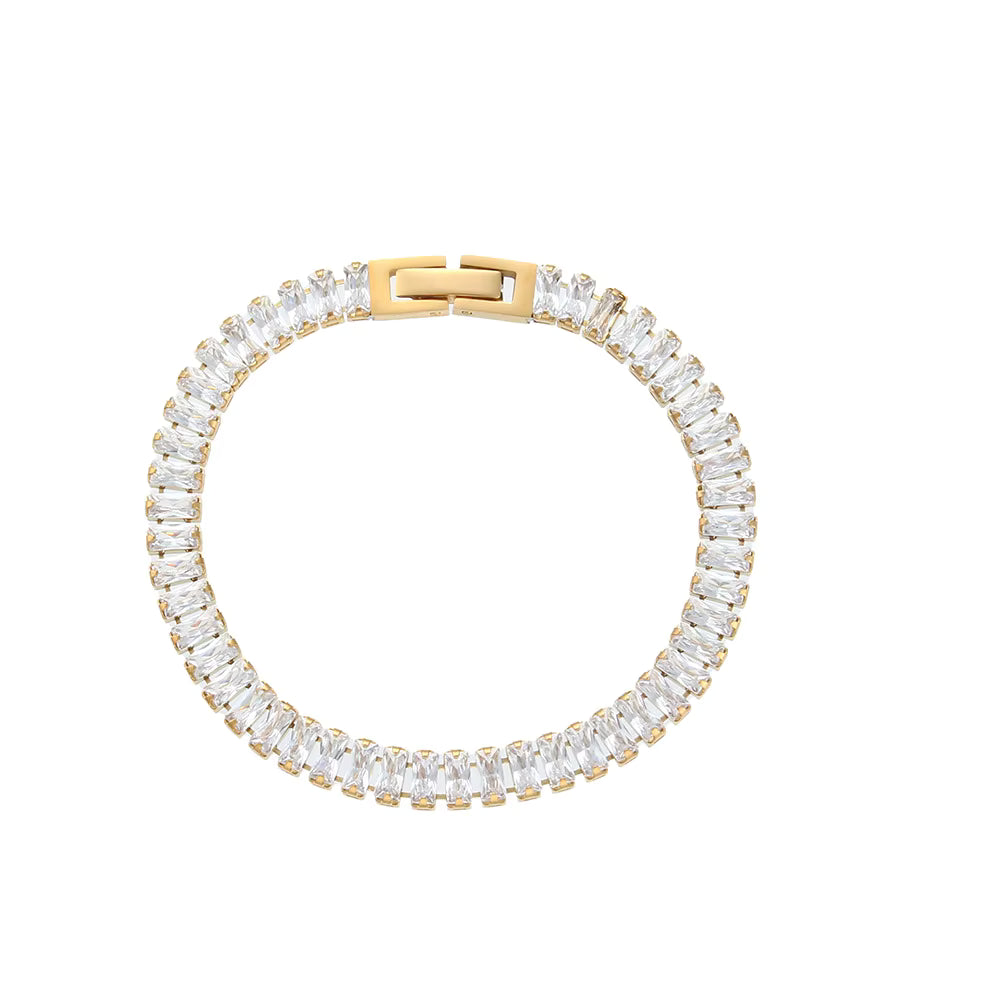 Verde gold tennis bracelet in white CZ — The Accessory Bar