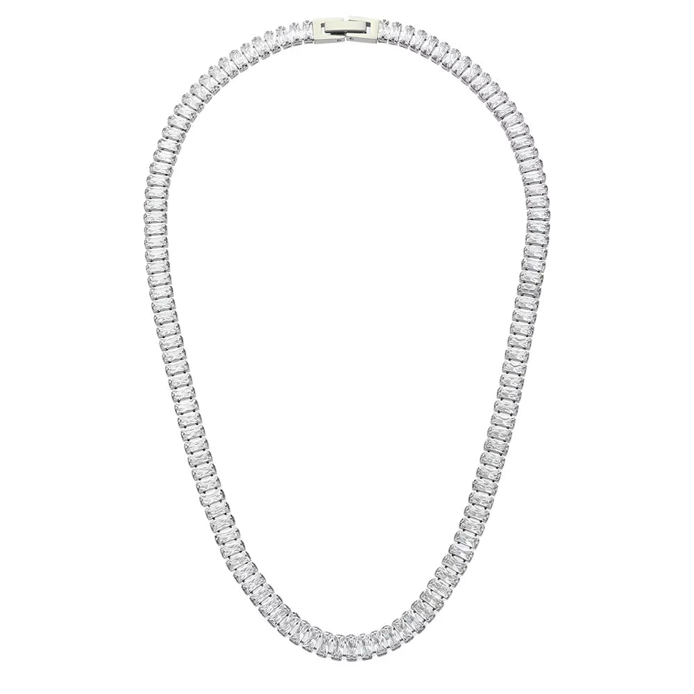 Verde silver tennis necklace in white CZ — The Accessory Bar UAE