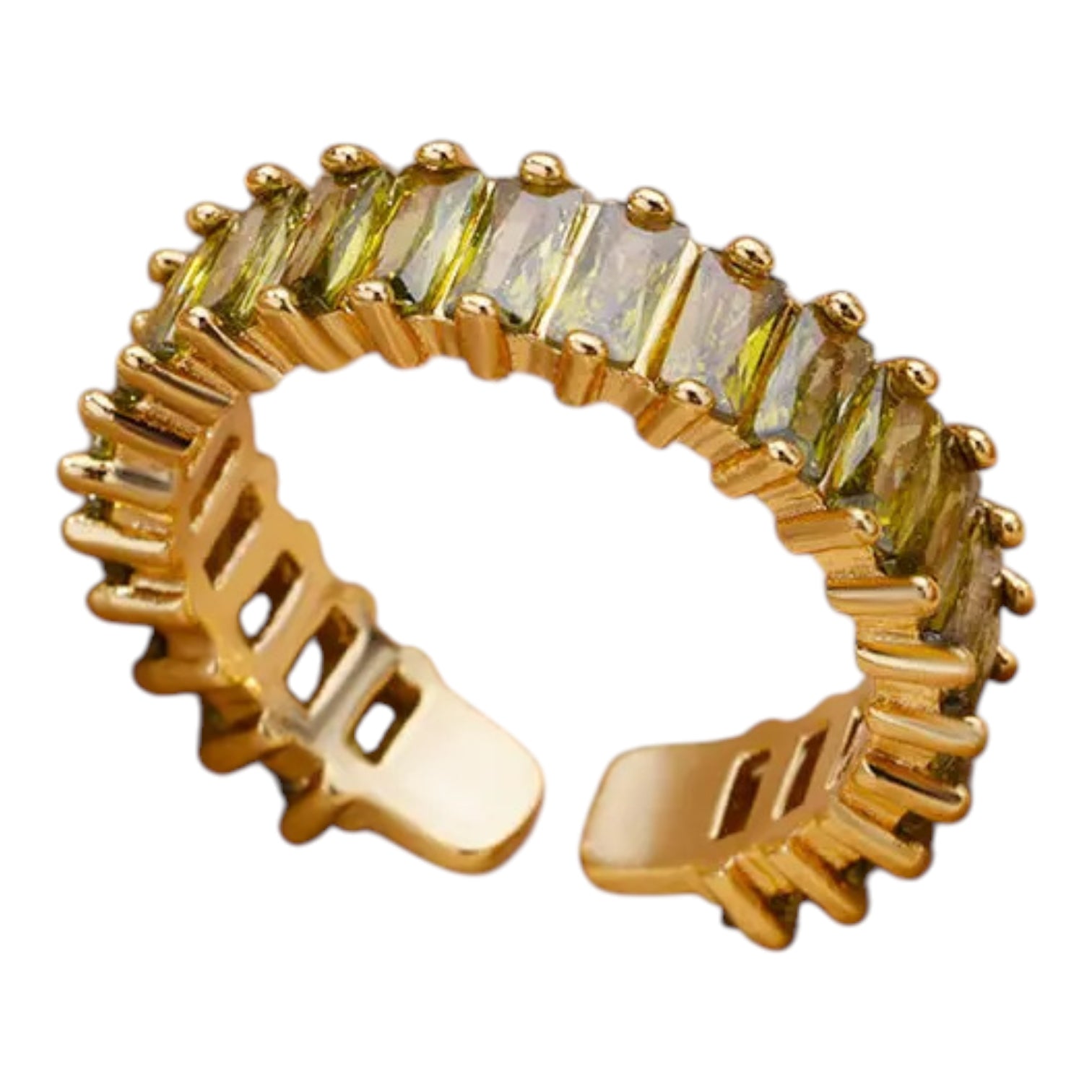 Hessa gold ring with amber baguette cubic zirconia — The Accessory Bar
