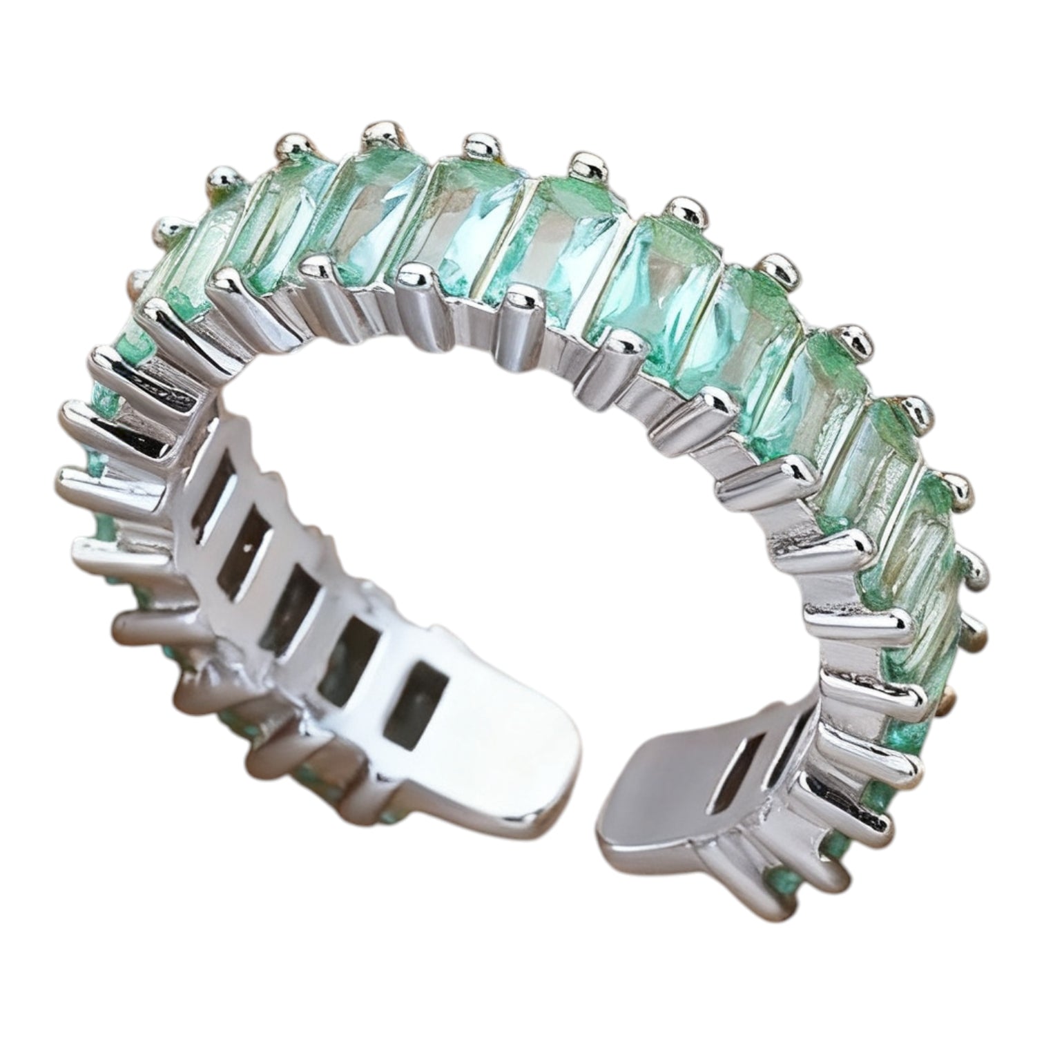 Hessa multicolour baguette ring in light green — The Accessory Bar UAE