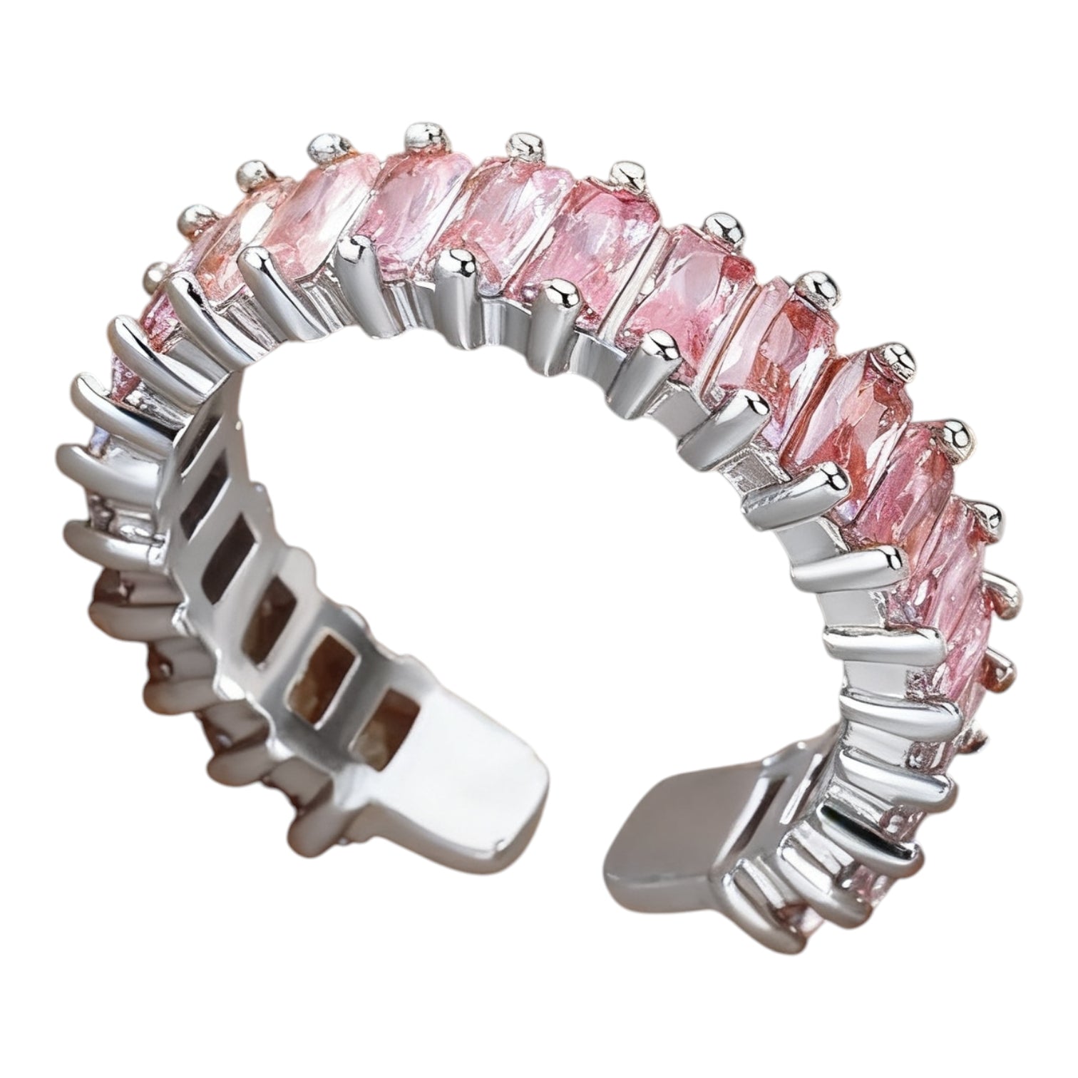 Hessa multicolour ring with pink baguette CZ — The Accessory Bar UAE