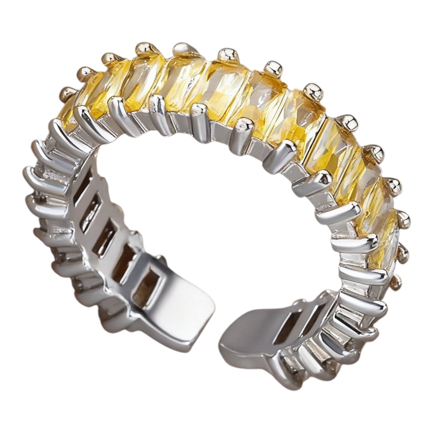 Hessa multicolour baguette ring in yellow CZ — The Accessory Bar UAE