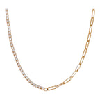 Cannes gold paperclip tennis necklace — The Accessory Bar UAE