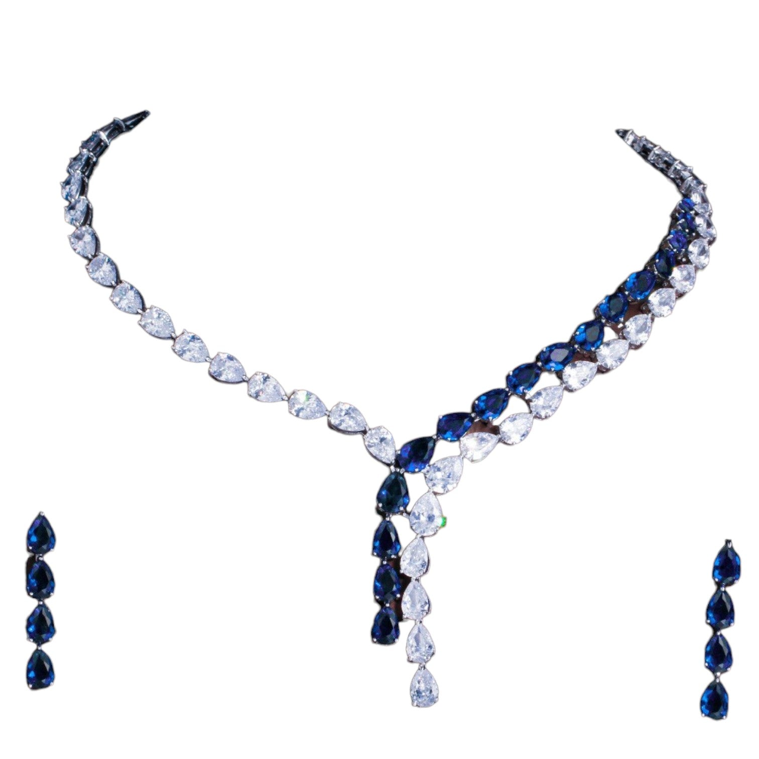 Nadia blue cubic zirconia tennis necklace — The Accessory Bar UAE