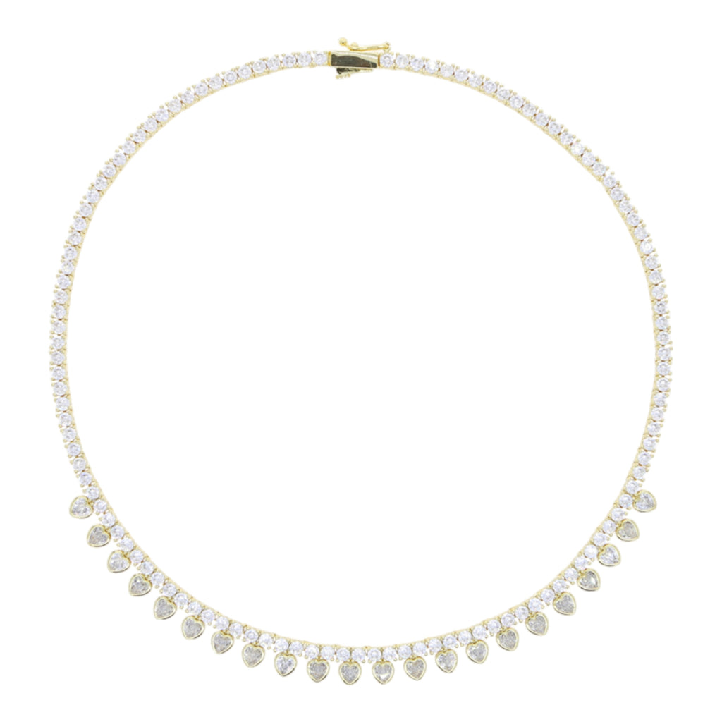 Hessa heart tennis choker necklace in gold — The Accessory Bar UAE
