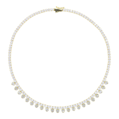 Hessa heart tennis choker necklace in gold — The Accessory Bar UAE