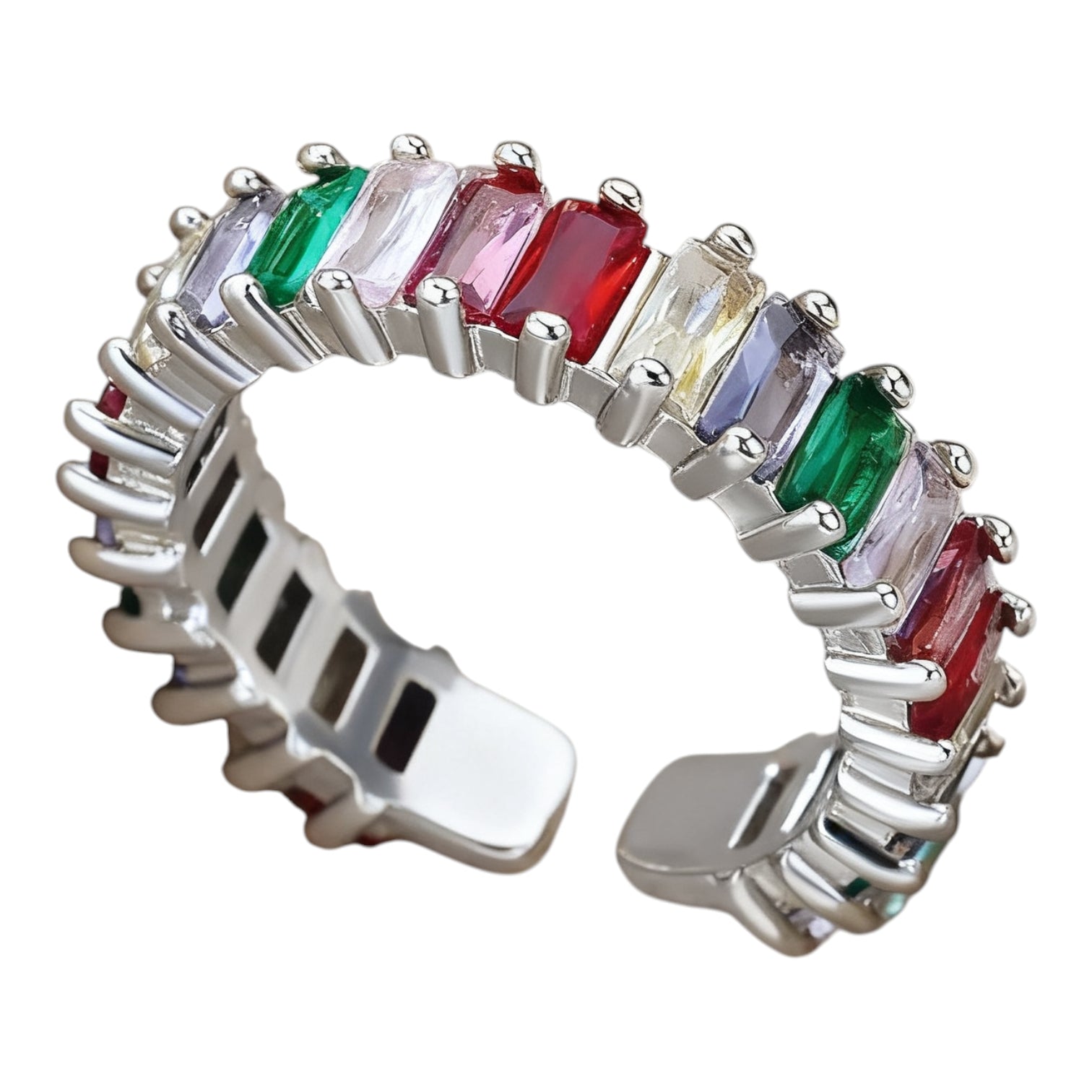 Hessa multicolour adjustable baguette ring — The Accessory Bar