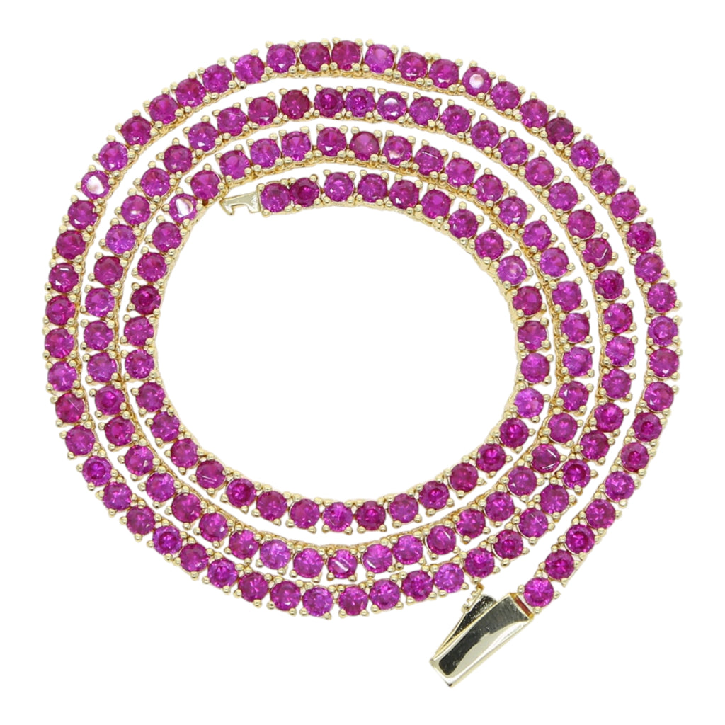 Ruba red cubic zirconia tennis necklace in 18K gold — The Accessory Bar UAE