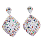 Saba multicolour rhombic geometric drop earrings — evening jewellery UAE — The Accessory Bar