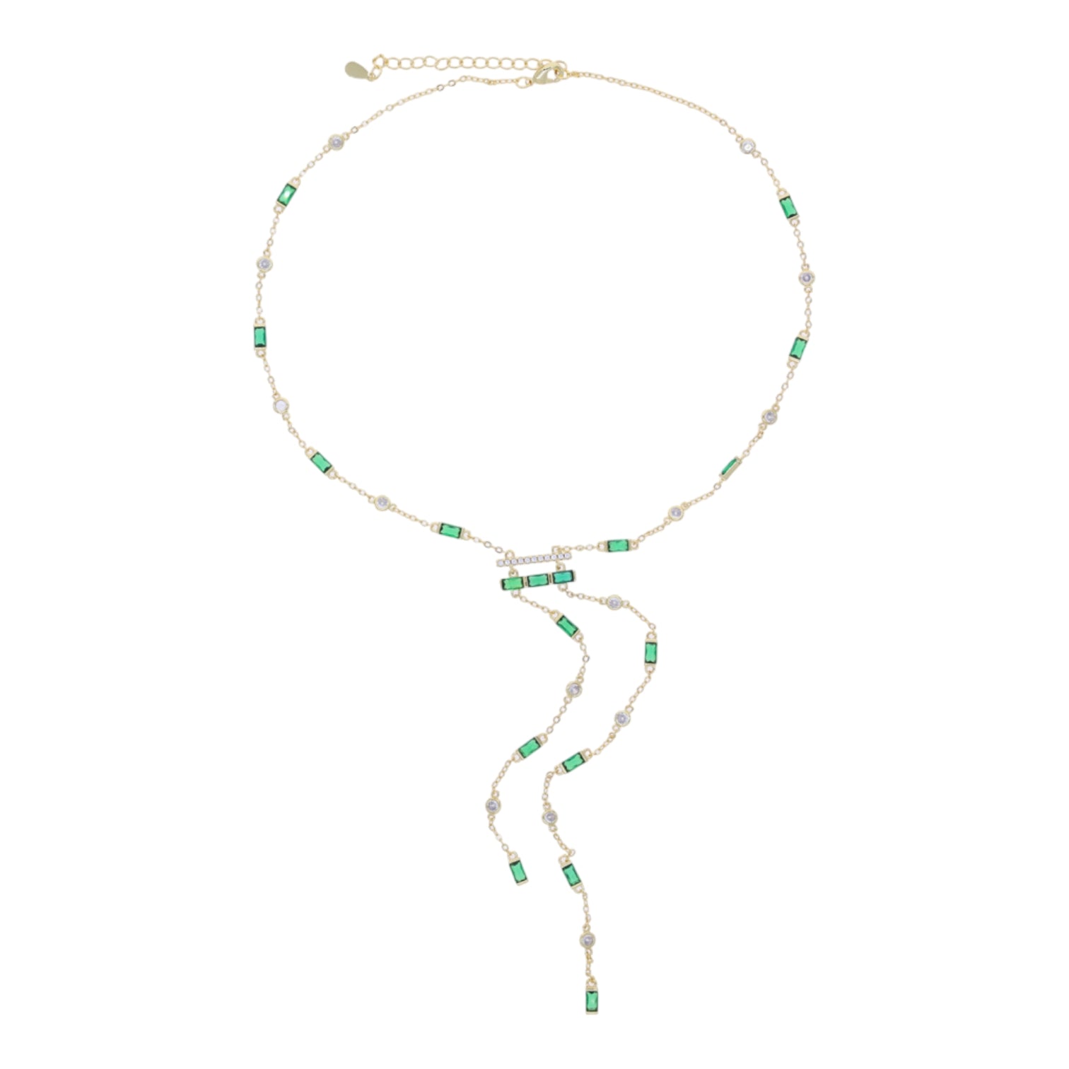 Iced Y-drop lariat necklace in green CZ — The Accessory Bar UAE
