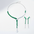 The Doha pear-cut CZ necklace and earring set — emerald and white — The Accessory Bar UAE