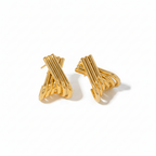 The Lyra gold crossover earrings close-up — The Accessory Bar UAE