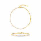 The Accessory Bar Cannes 2-piece set featuring a gold-plated paperclip and pavé cubic zirconia necklace and bracelet.
