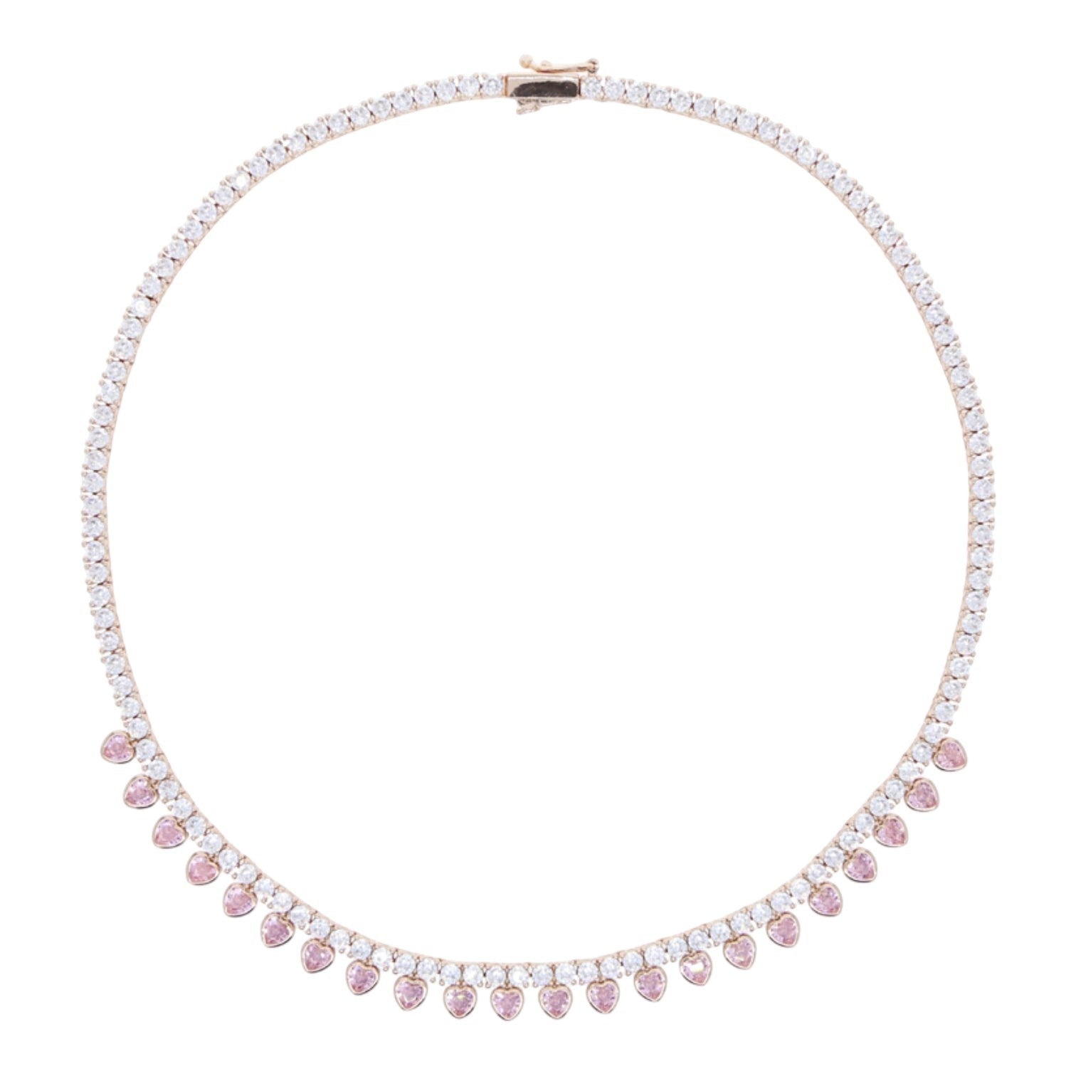 The Accessory Bar Hessa heart-detail tennis choker in rose gold-plated brass with pavé cubic zirconia stones.