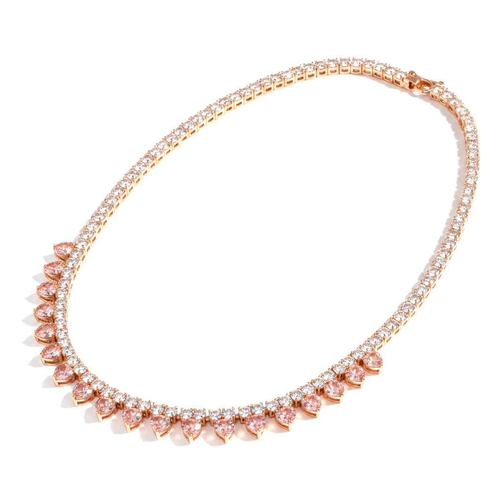 The Accessory Bar Hessa heart-detail rose gold-plated tennis choker with pavé-set cubic zirconia stones.
