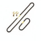 The Accessory Bar Leila set featuring a gold-tone tennis necklace, bracelet, and stud earrings with black cubic zirconia