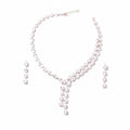 The Accessory Bar Nadia set featuring a silver-tone pavé cubic zirconia necklace and matching drop earrings