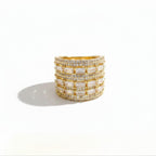 The Accessory Bar Tala ring in 18K gold-plated stainless steel with wide pavé cubic zirconia baguette stones