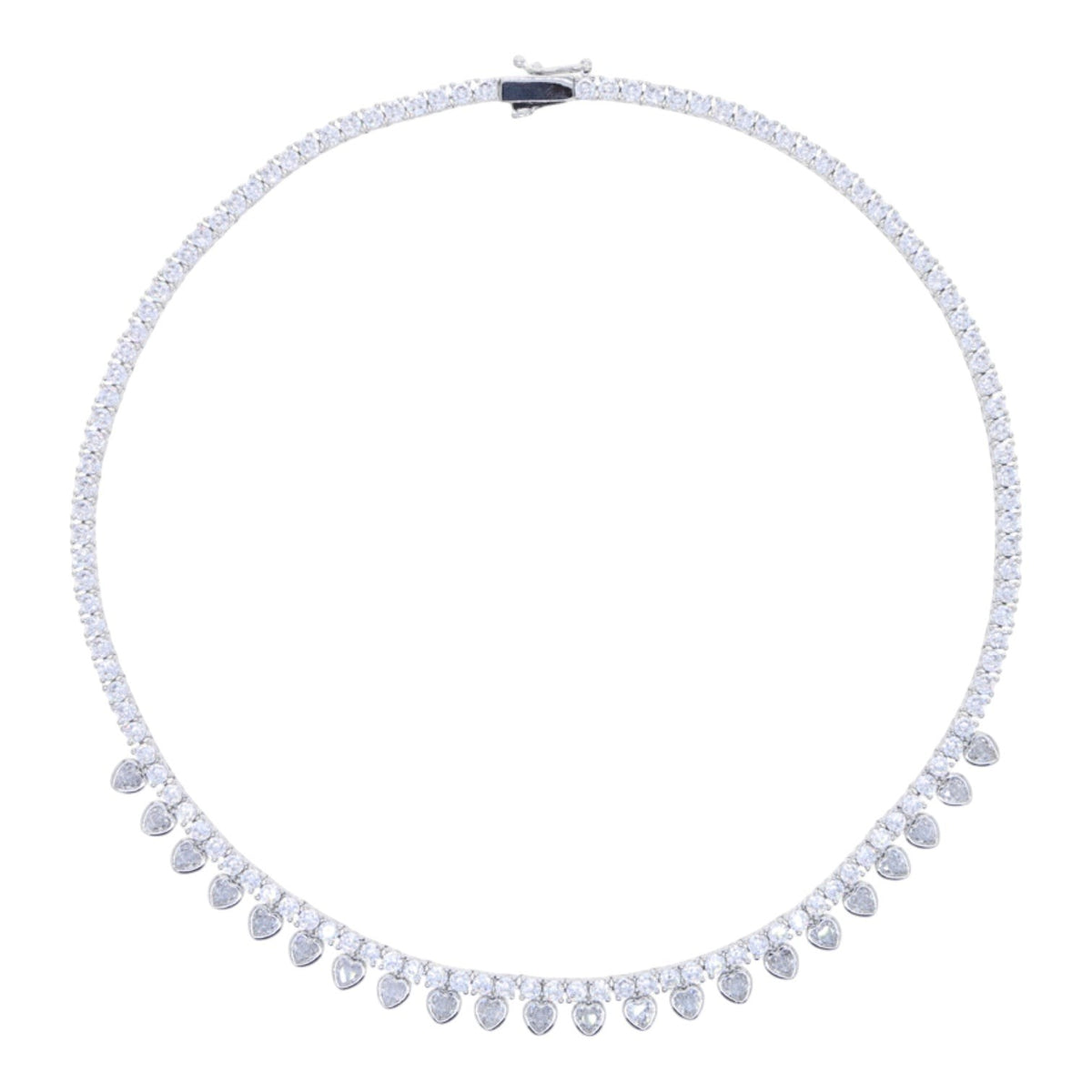 The Accessory Bar Hessa heart-detail tennis choker in icy white silver-plated brass with pavé cubic zirconia stones.